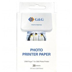 G&G - Pack de 20 Papiers photo auto-adhésif ZINK 76x50 mm (3x2 inch)