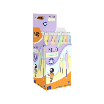 BIC Stylo à bille rétractable M10 Pastel, boîte de 50