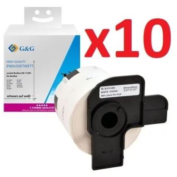Ruban cassette compatible - Brother - DK-11209 - pack de 10
