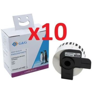Ruban cassette compatible - Brother - DK-22225 - pack de 10