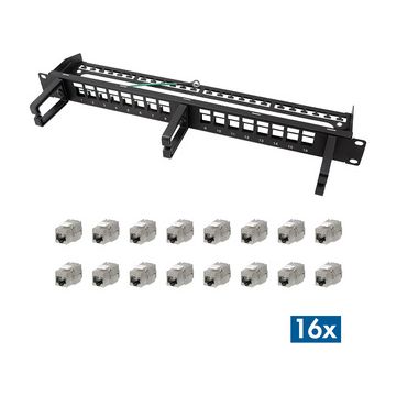 LogiLink 19" Modular Keystone Patch Panel, 16 Port, schwarz