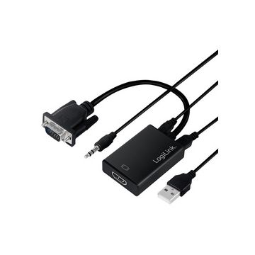 LogiLink Convertisseur VGA vers HDMI, 0,2 m, noir