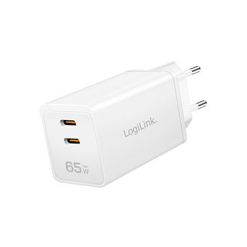 LogiLink Chargeur secteur USB, 2x USB-C PD, 65 W, blanc