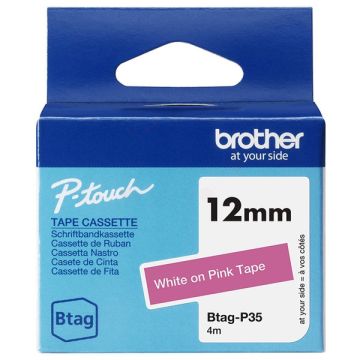 Ruban cassette d'origine - Brother BTAGP35 - blanc, rose