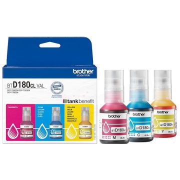 Bouteille d'encre d'origine - Brother BTD180CLVAL - multipack 3 couleurs : cyan, magenta, jaune