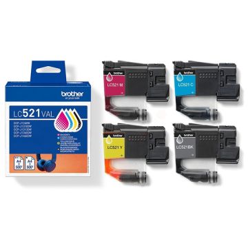 Cartouches d'origine - Brother LC521VAL - multipack 4 couleurs : noire, cyan, magenta, jaune