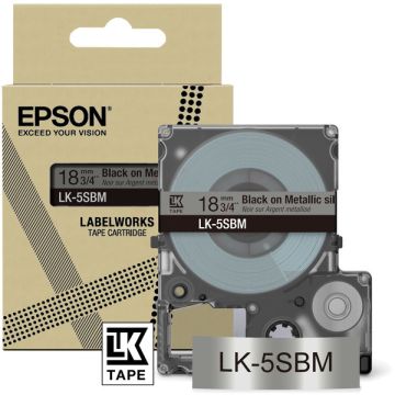 Rouleau d'étiquettes d'origine - Epson C53S672094 / LK-5SBM - noir, argenté