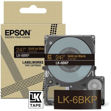 Rouleau d'étiquettes d'origine - Epson C53S672096 / LK-6BKP - noir, or