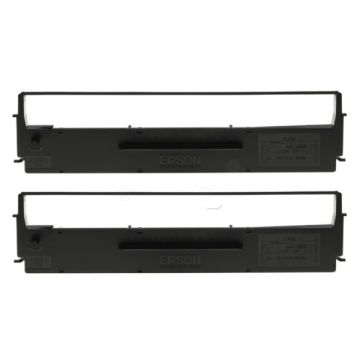 Ruban d'origine - Epson C13S015613 - noir - pack de 2