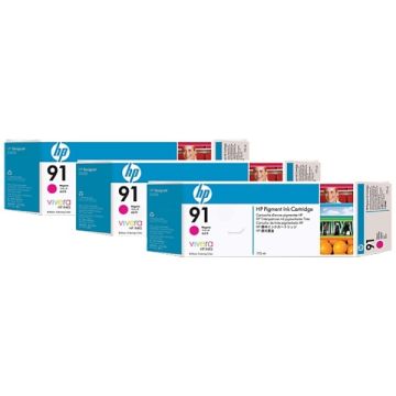 Cartouche d'origine - HP C9484A / 91 - magenta - pack de 3