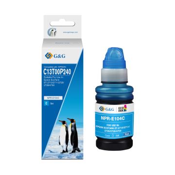 Bouteille d'encre compatible de première qualité - Epson C13T00P240 / 104 - cyan