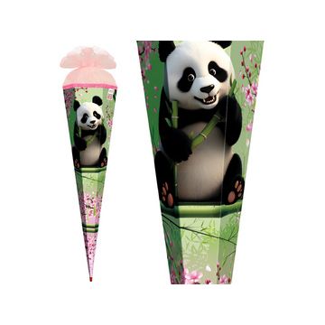 ROTH Schultüte "Panda", eckig, 850 mm, mit Glitzerborte