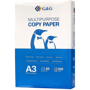 Ramette de Papier blanc - 500 feuilles - A3 (420 x 297 mm) - 80 g/m² marque G&G