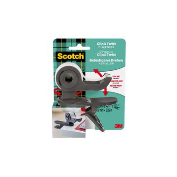 Scotch Dévidoir de ruban adhésif Clip & Twist, gris foncé