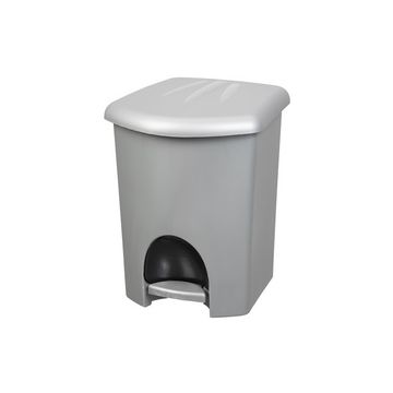 plast team Poubelle à pédale, 16 litres, argent