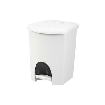 plast team Poubelle à pédale, 16 litres, blanc